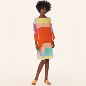Mara Hoffman Multicolor Midi Shift Dress with crew neck and front pockets Med.